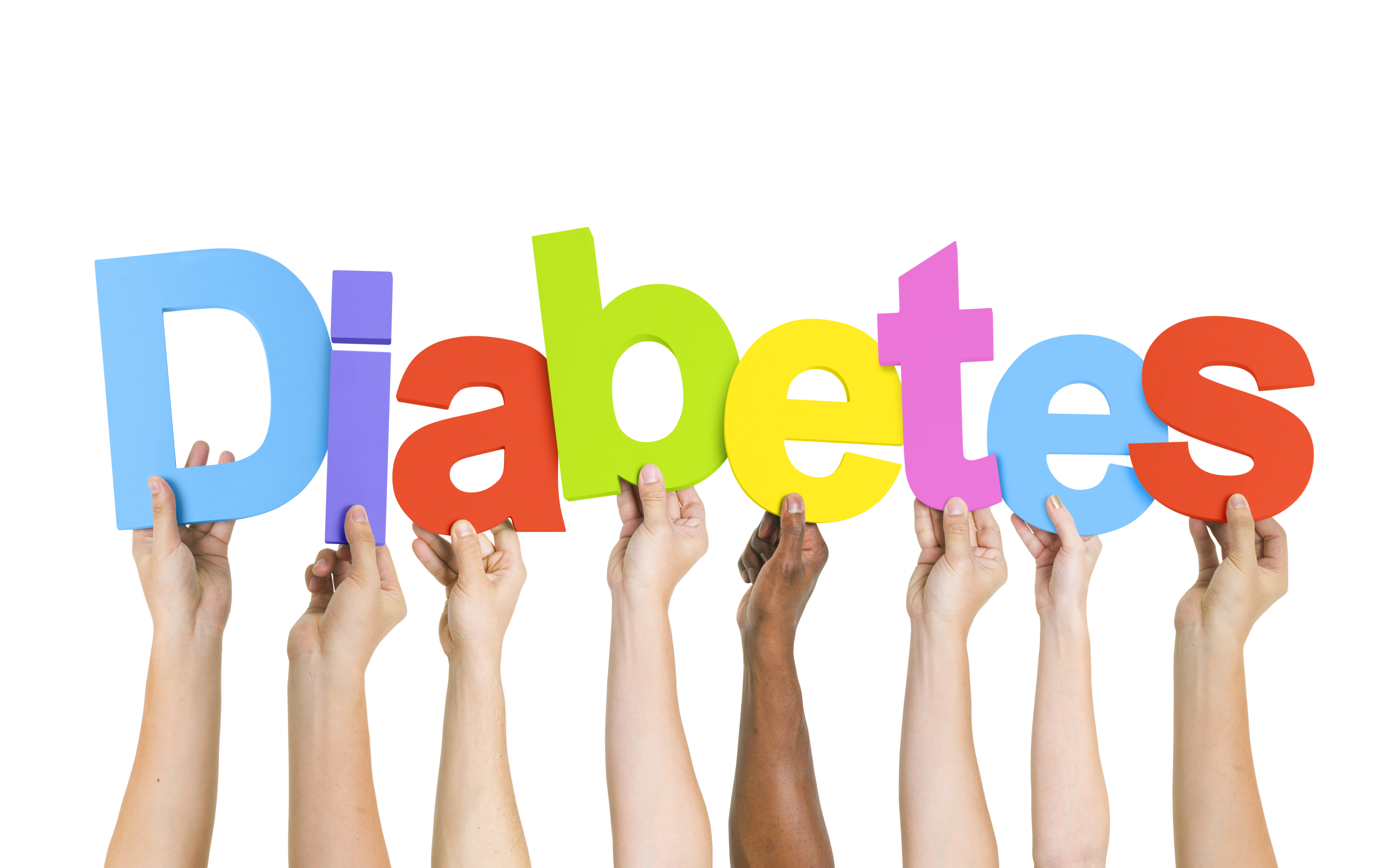 Multi-Ethnic Group Of Diverse People Holding Letters That Form Diabetes