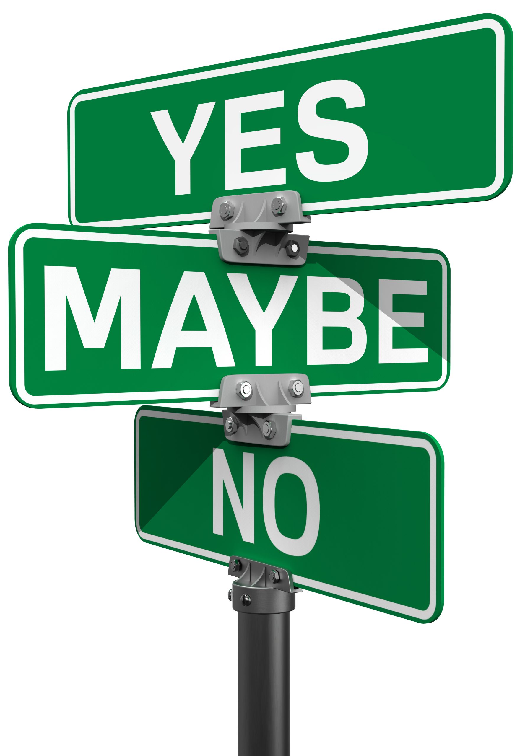 Street signs to make your choice between No Maybe or Yes decision